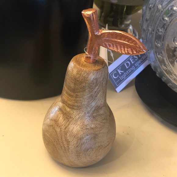 6” Wood and Copper Metal Pear - Picture 2 of 4